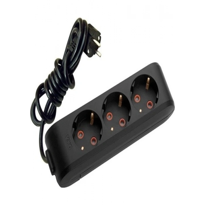 Viko Multi-Led Siyah 3lü Priz Kablolu 2 m 90133302