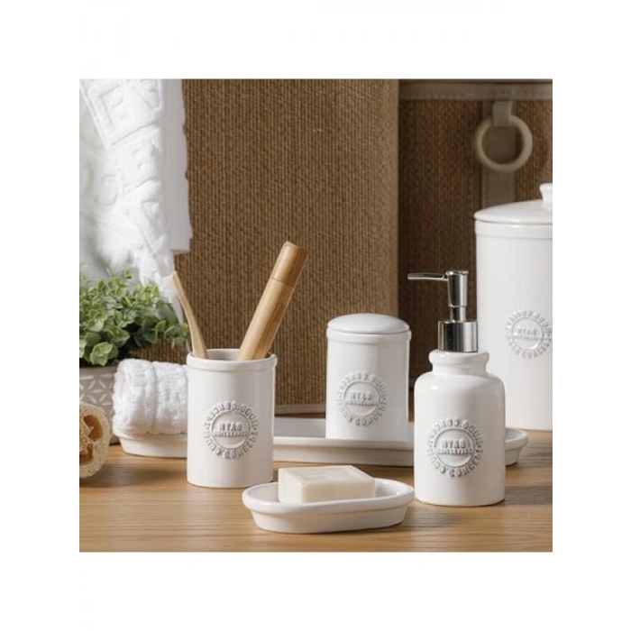 Vintage Tarzı 5li Banyo Seti - %100 Seramik