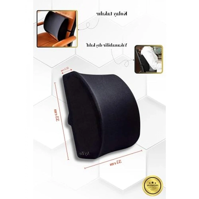 Visko Bel ve Sırt Destek Yastığı - Ortopedik, Siyah