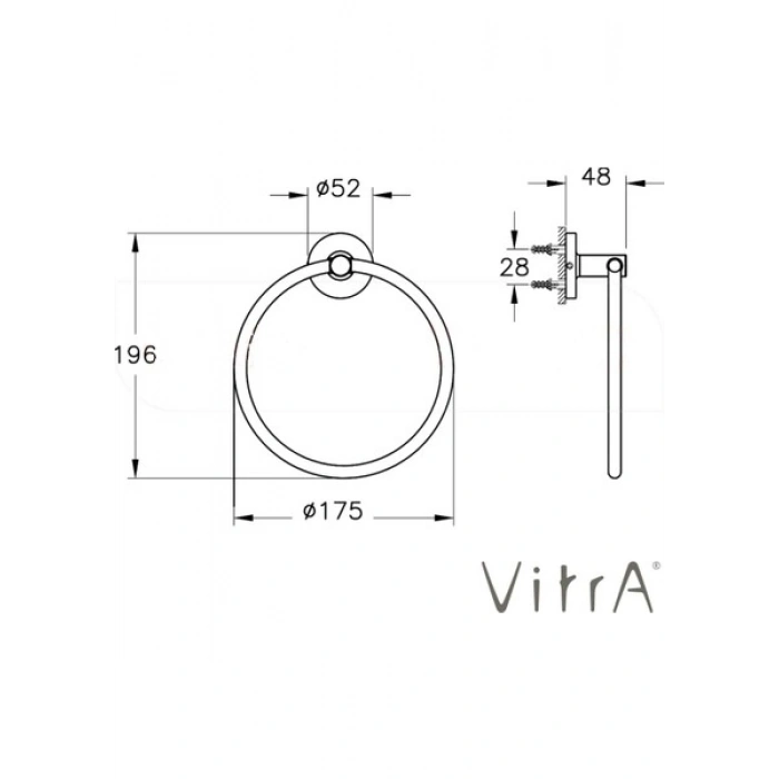 VitrA Base 100 A44115 Halka Havluluk, Krom