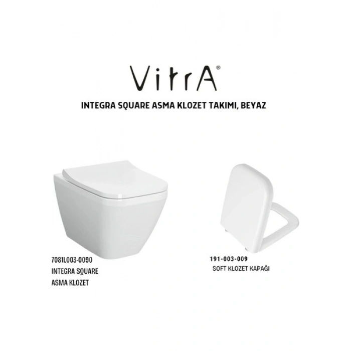 VitrA Integra Square Asma 7081L003-0090,VITRA Integra Square Klozet Kapağı 191-003-009