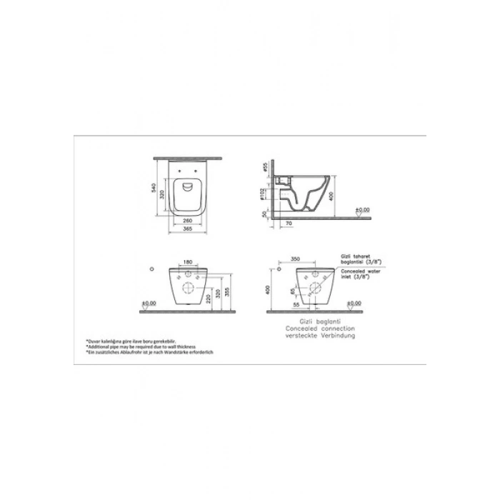 VitrA İntegra Square Rim-Ex Asma Klozet - 7082L003-0090 - Vitra İntegra Square Klozet Kapağı 191-003-009