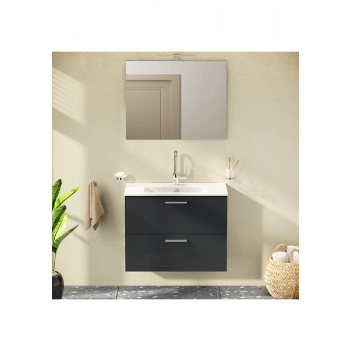 VitrA Mia 75100 Banyo Dolabı Seti Çekmeceli 80 cm Antrasit