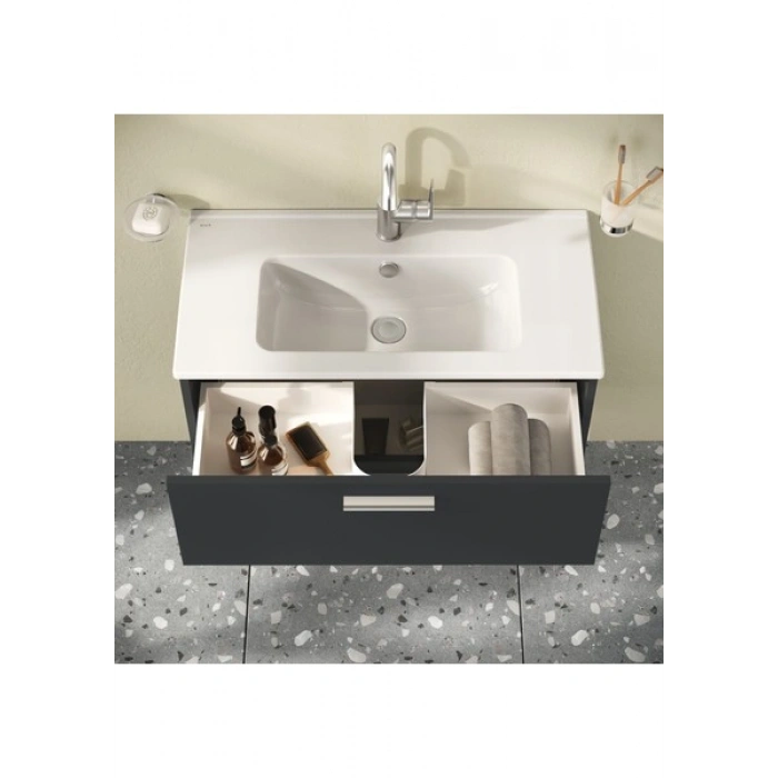 VitrA Mia 75100 Banyo Dolabı Seti Çekmeceli 80 cm Antrasit