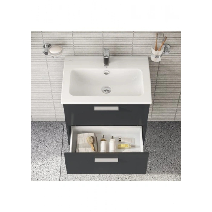 VitrA Mia 75102 Banyo Dolabı Seti Çekmeceli 60 cm Antrasit