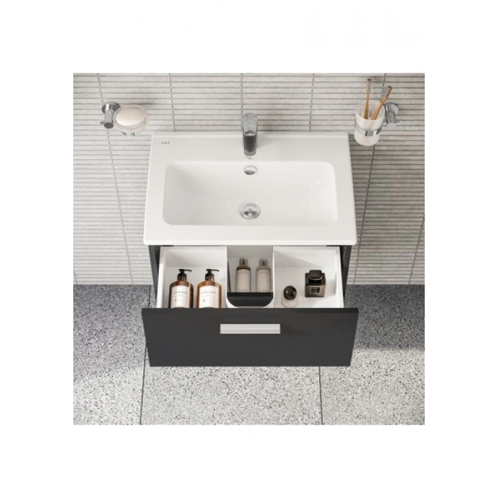 VitrA Mia 75102 Banyo Dolabı Seti Çekmeceli 60 cm Antrasit