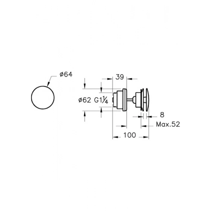 VitrA Origin A45148 Yuvarlak Lavabo Süzgeci, Universal, Sabit, Krom