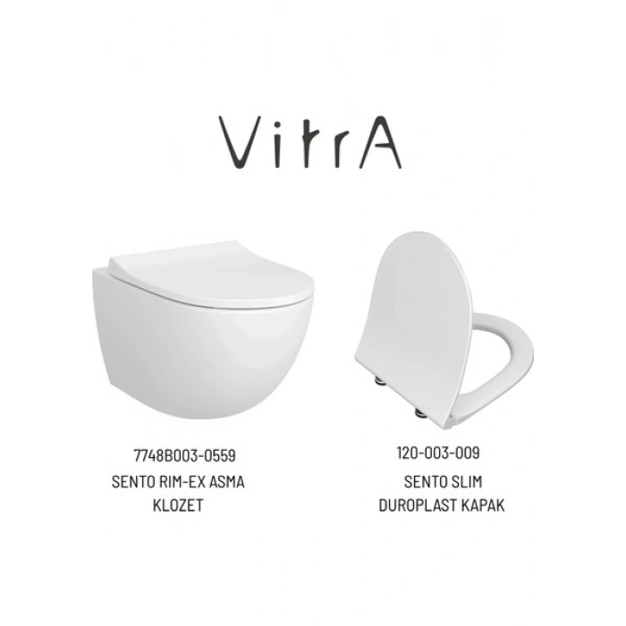 Vitra Sento Rim-Ex Asma Klozet Slim Kapak, Vitra Gömme Rezervuar Set 768-1851
