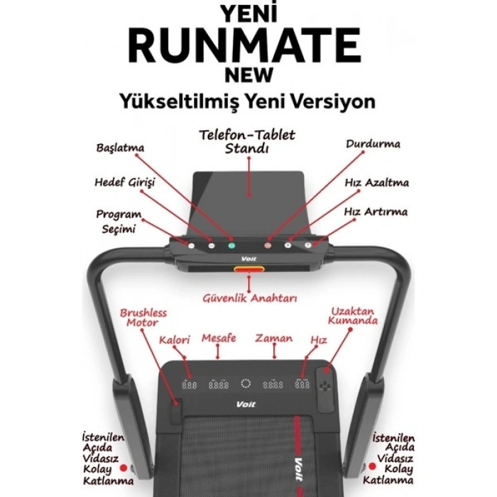 Voit V-Fıt By Voit Runmate New Koşu Bandı - Brushless Motor - Bluetooth- 12KM Hız - Uzaktan Kumanda - Akıllı Uygulama Destekli - Program Özellikli (15 Program)