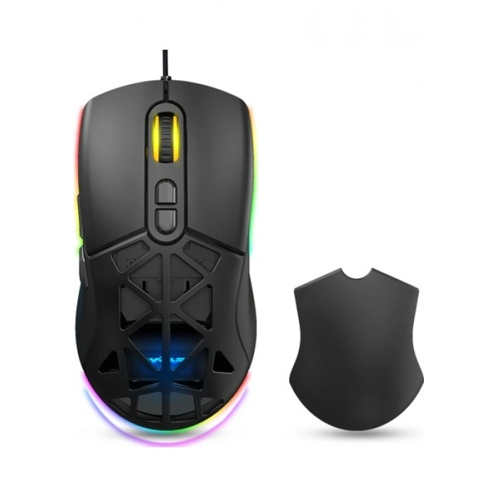 Warp WRP-O12800-B 12800 Dpi Wide Rgb Özel Abs Doku Reflex Örgü Kablolu Siyah Gaming Mouse
