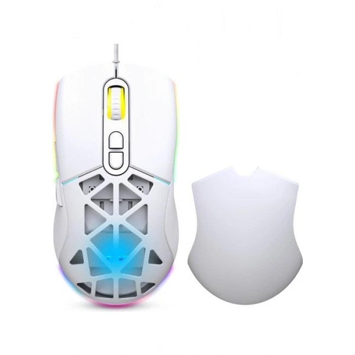 Warp WRP-O12800-W 12800 Dpi Wide Rgb Özel Abs Doku Reflex Örgü Kablolu Beyaz Gaming Mouse