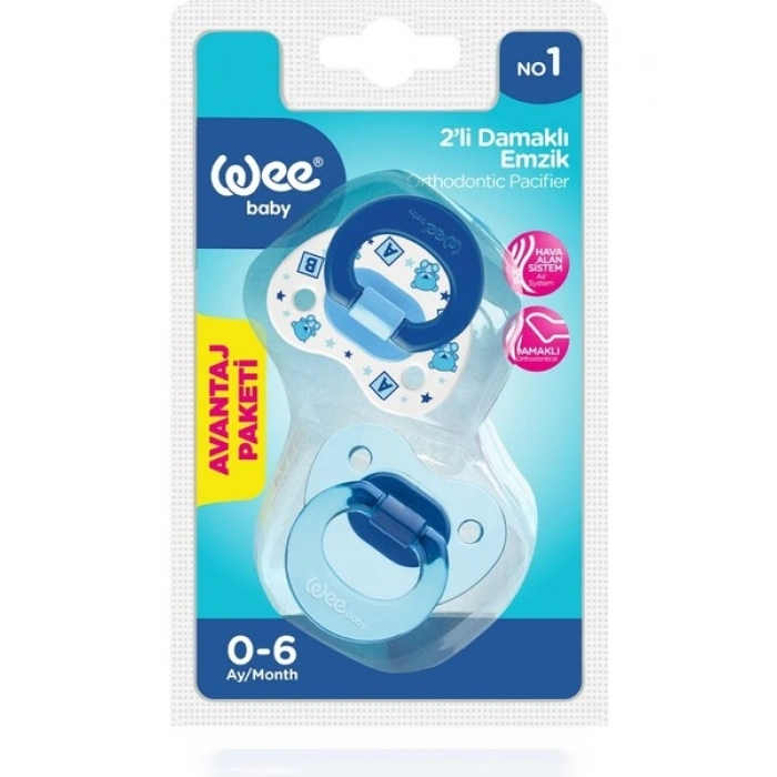 Wee Baby 2’li Damaklı Silikon Emzik 0-6 Ay Erkek