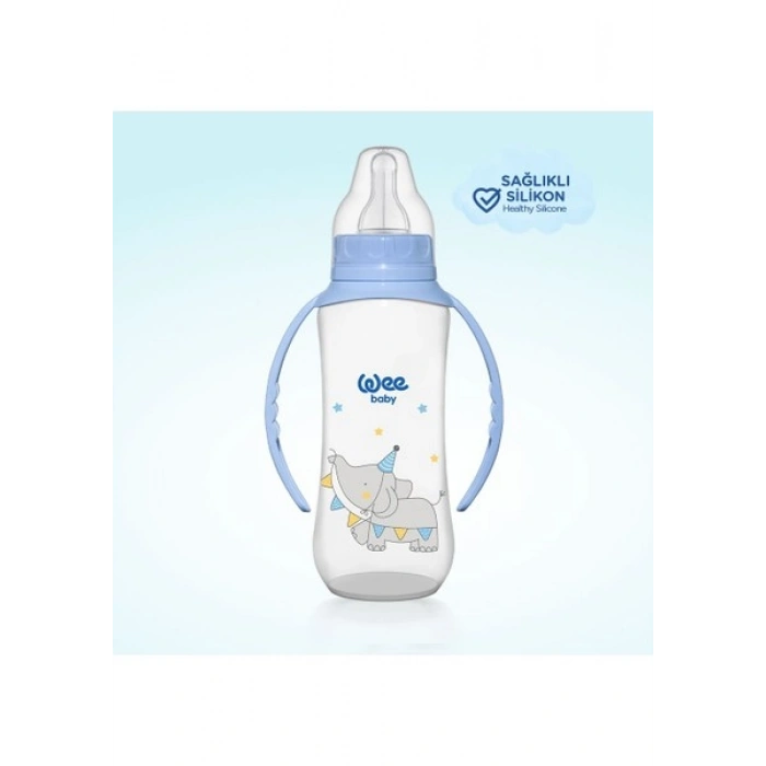 Wee Baby Klasik Kulplu PP Biberon 270 ml Mavi 6-18 Ay