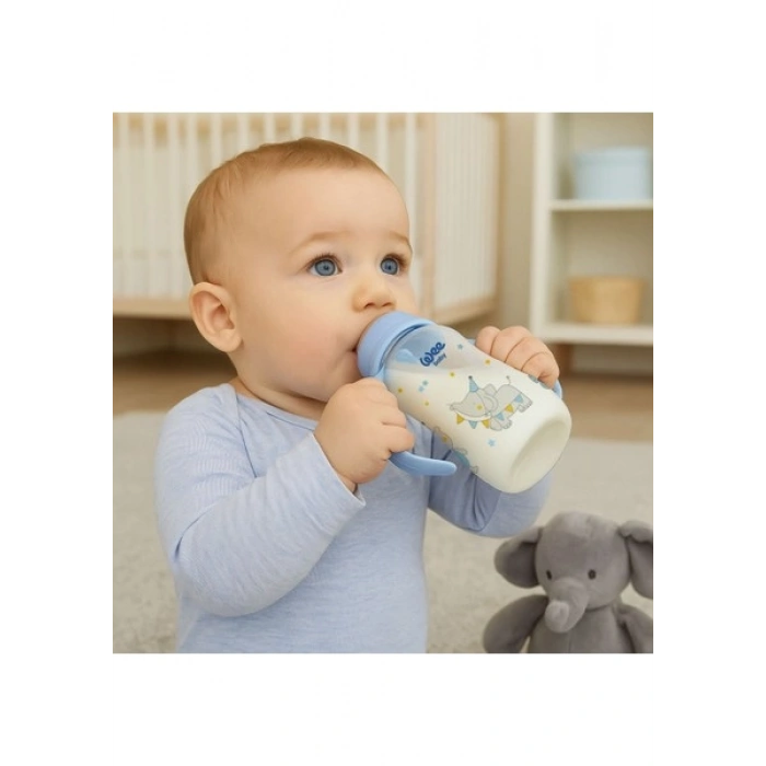 Wee Baby Klasik Kulplu PP Biberon 270 ml Mavi 6-18 Ay
