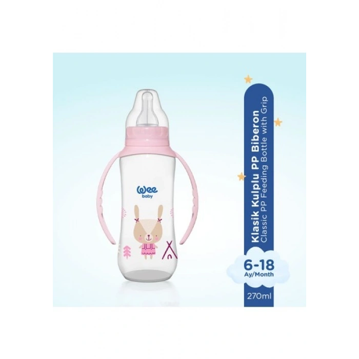 Wee Baby Klasik Kulplu Pp Biberon 270 ml Pembe 6-18 Ay
