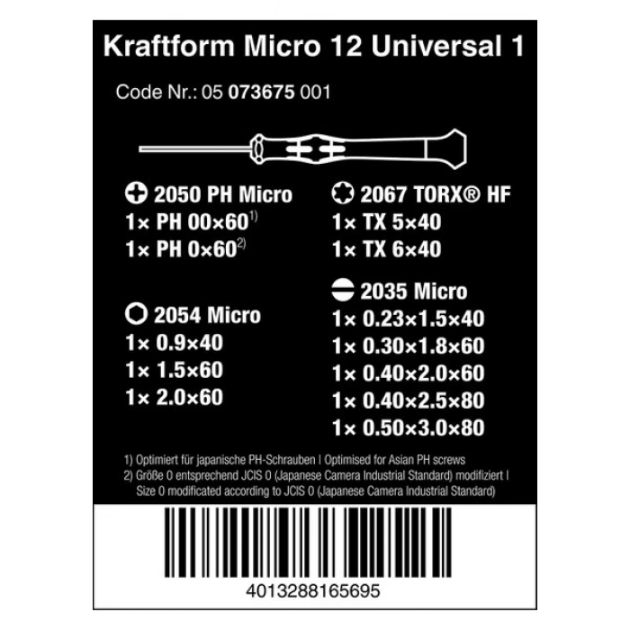 Wera Kraftform Micro 12 Parça Tornavida Seti - 05073675001