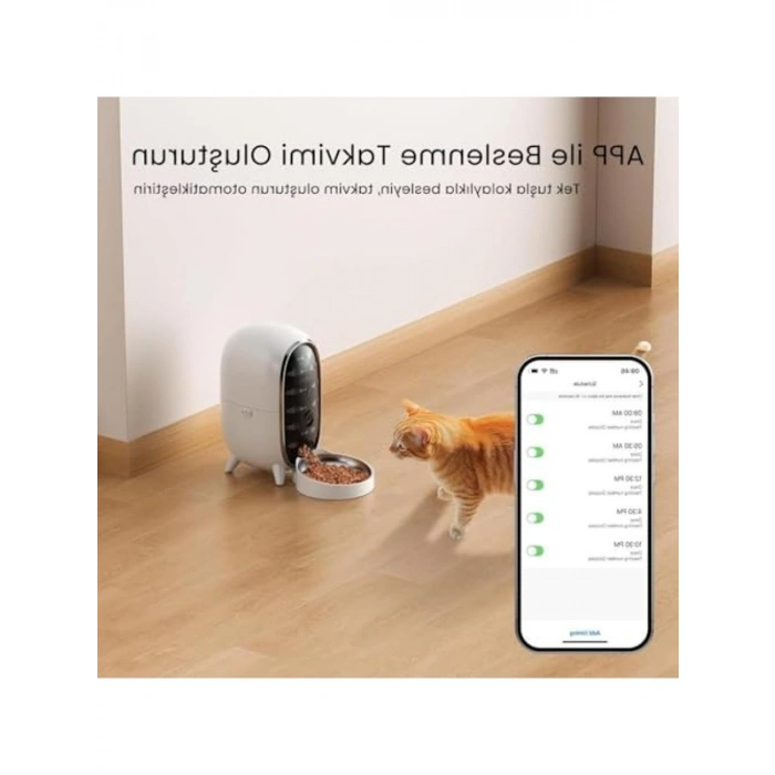 WiFi Kontrollü 3L Kapasiteli Akıllı Kedi Mama Kabı, Sesli Komut