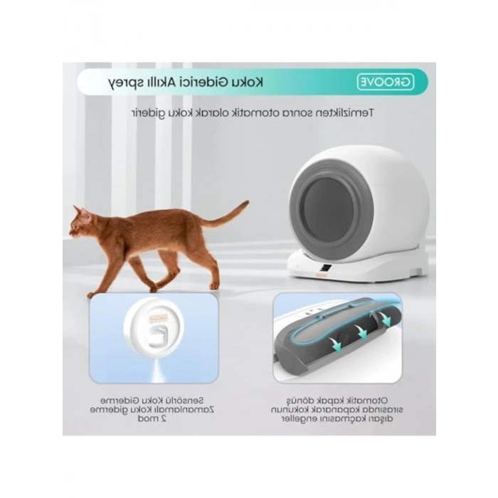 WiFi Kontrollü Akıllı Kedi Tuvaleti, Gri, Yeni Versiyon