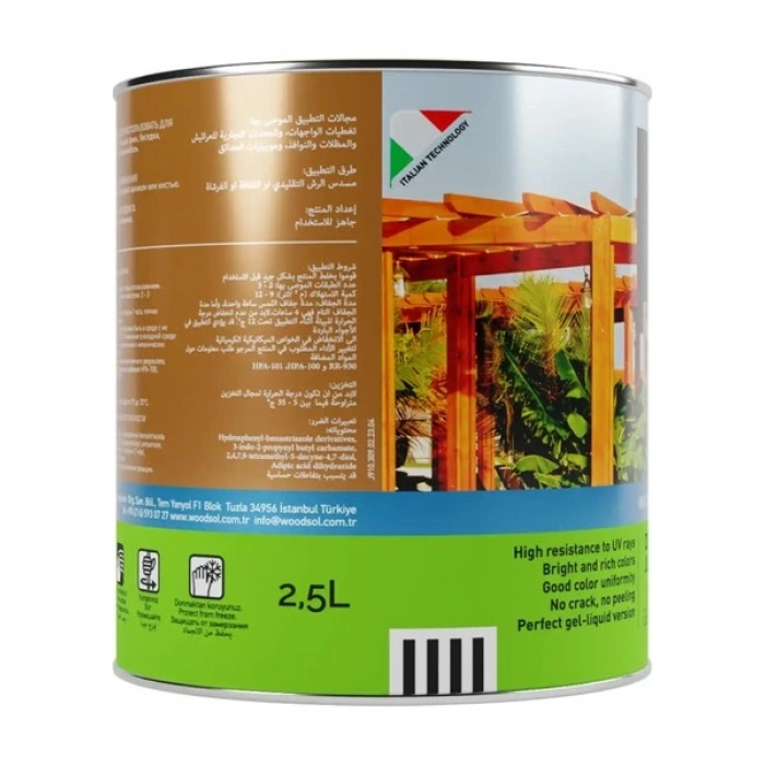 Woodsol Gemina Dış Mekan Ahşap Jel Vernik 0000 Clear 2.5 l