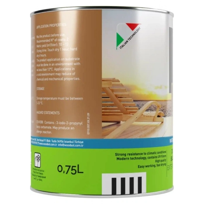 Woodsol Unideck Su Bazlı Ahşap Deck Yağı 0000 Clear 0.75 l