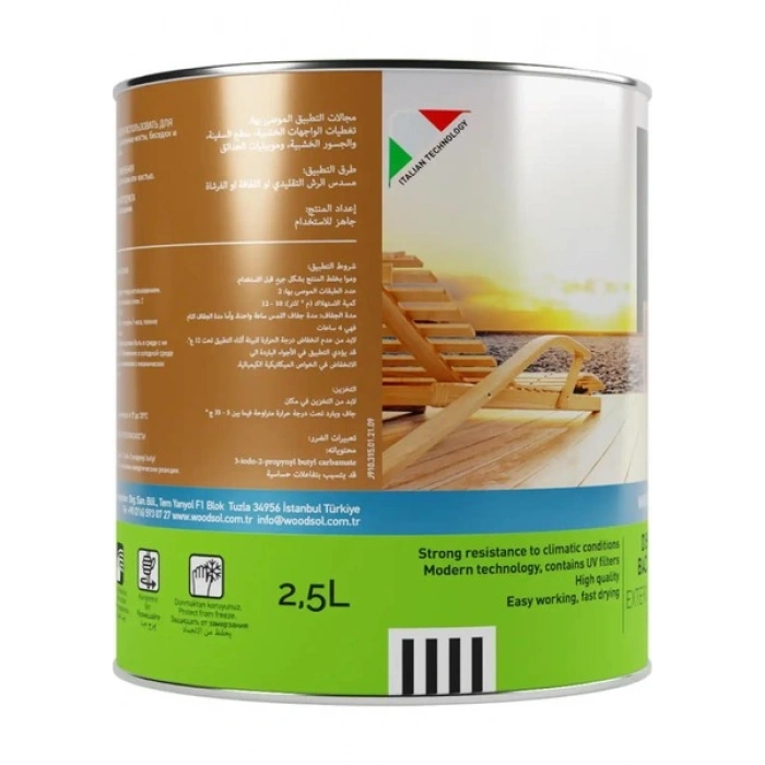 Woodsol Unideck Su Bazlı Ahşap Deck Yağı 0000 Clear 2.5 l