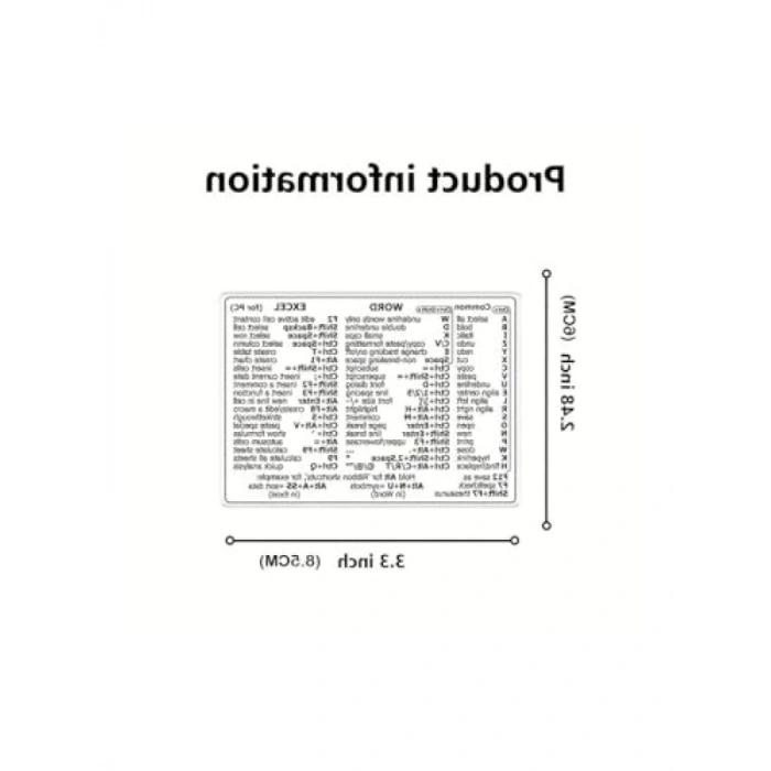 Word ve Excel için Klavye Kısayol Tuş Rehber Sticker Seti - 2 Adet