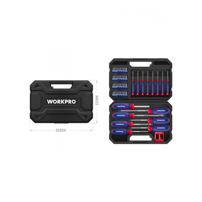 Workpro WP200518 56 Parça Cr-V Manyetik Profesyonel Tornavida & Bits Uç Seti