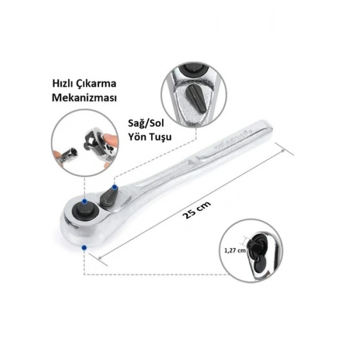 Workpro WP202525 30 Parça 1/2’’ Cr-V Metrik/inç Profesyonel Lokma Takımı