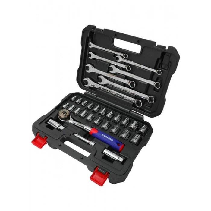 Workpro WP202528 3/8’’ Metrik/inç 32 Parça Cr-V Profesyonel Lokma ve Kombine Anahtar Takımı