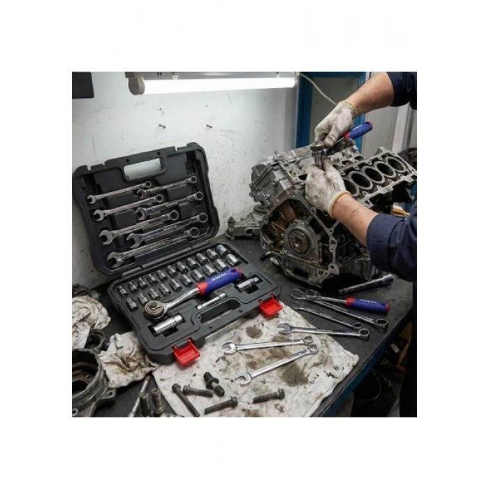 Workpro WP202528 3/8’’ Metrik/inç 32 Parça Cr-V Profesyonel Lokma ve Kombine Anahtar Takımı