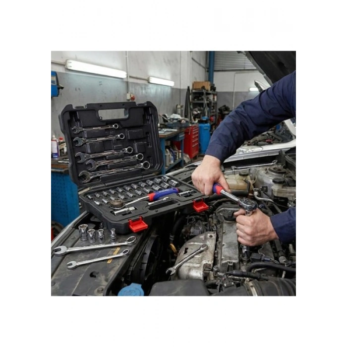 Workpro WP202528 3/8’’ Metrik/inç 32 Parça Cr-V Profesyonel Lokma ve Kombine Anahtar Takımı