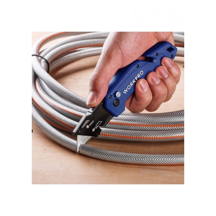 Workpro WP211008 Profesyonel Katlanır Çok Amaçlı Rötuş Maket Bıçağı + 10 Adet Yedek Bıçak