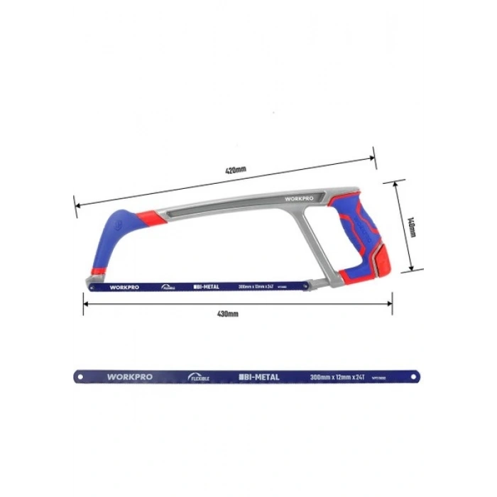 Workpro WP215027 300MM Bı-Metal 24 Tpı Ağır Hizmet Tipi Demir Testeresi
