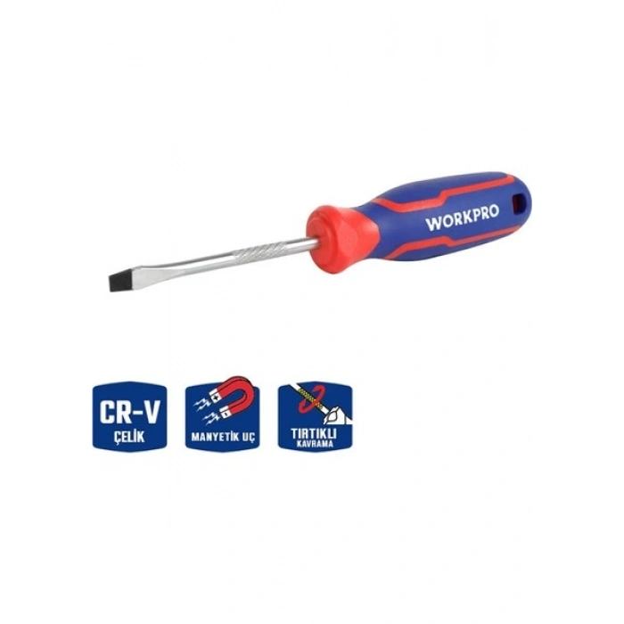 Workpro WP221016 5.5X100MM Cr-V Manyetik Profesyonel Düz Tornavida
