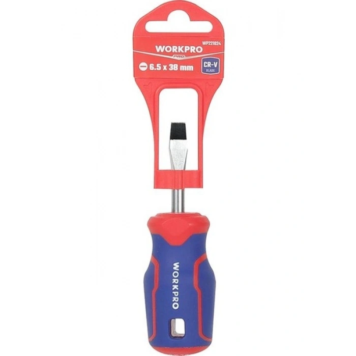 Workpro WP221024 6.5X38MM Cr-V Manyetik Profesyonel Düz Topaç Tornavida
