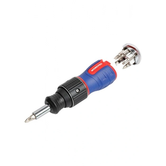 Workpro WP221071 6-In-1 Profesyonel Cr-V Cırcırlı Manyetik Topaç Tornavida Seti