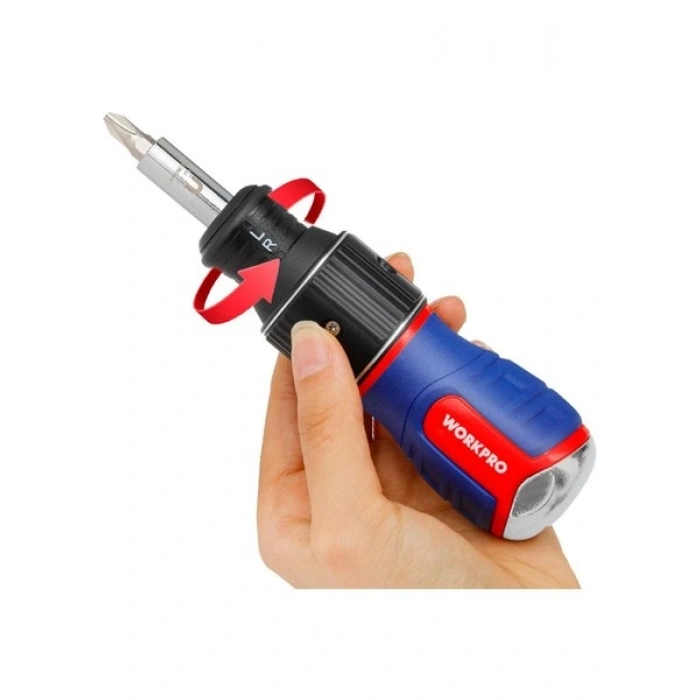 Workpro WP221071 6-In-1 Profesyonel Cr-V Cırcırlı Manyetik Topaç Tornavida Seti