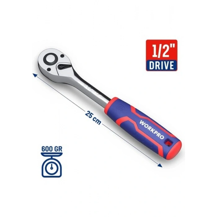 Workpro WP271009 1/2’ Cr-V Profesyonel Cırcır Lokma Kolu