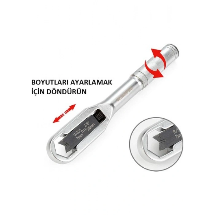 Workpro WP272015 7/22 mm Cr-V Üniversal Ayarlanabilir Anahtar