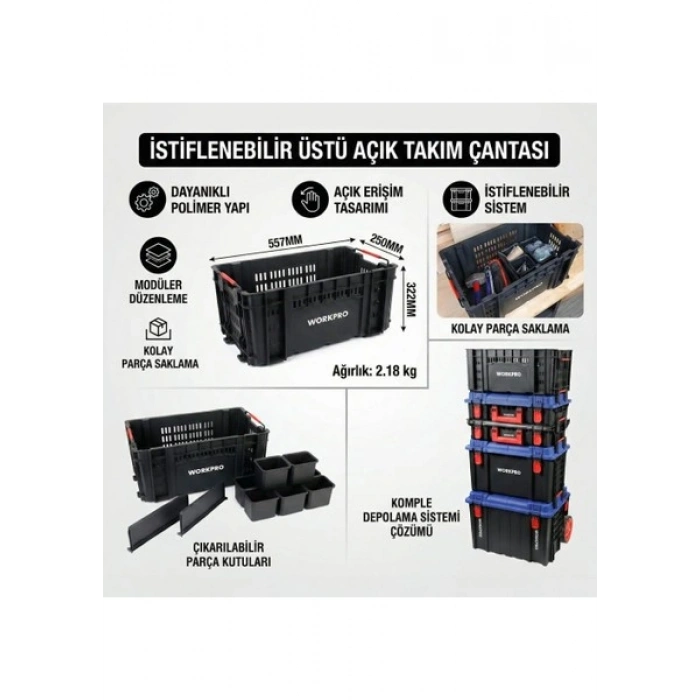 Workpro WP283028 46LT 55,7X32,2X25CM Üstü Açık Profesyonel Takım Çantası