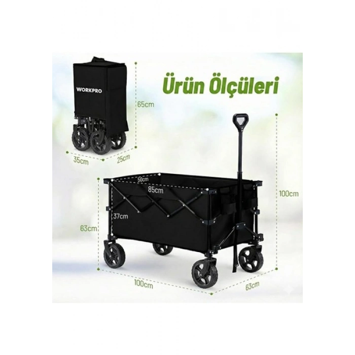Workpro WP285015 80KG 4 Tekerli Katlanabilir Ağır Hizmet Taşıma Arabası
