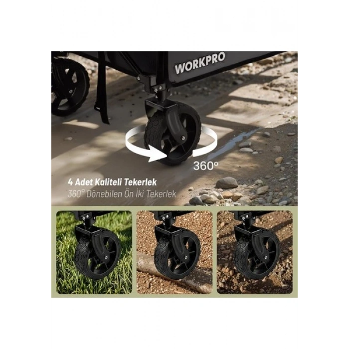 Workpro WP285015 80KG 4 Tekerli Katlanabilir Ağır Hizmet Taşıma Arabası