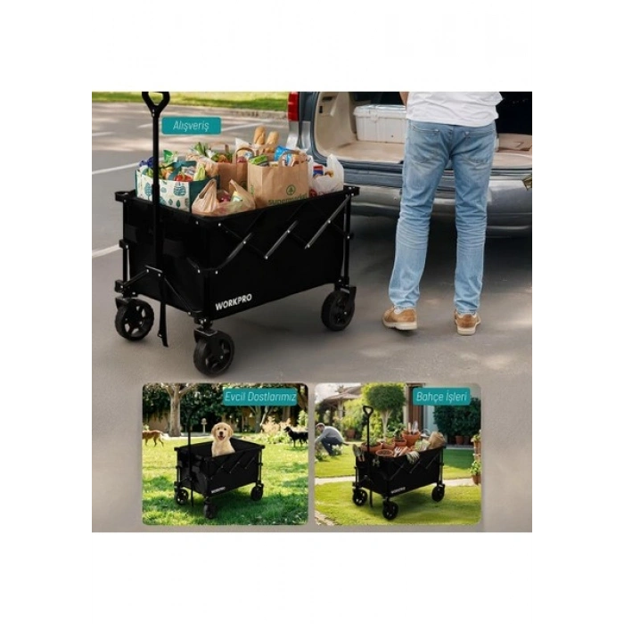 Workpro WP285015 80KG 4 Tekerli Katlanabilir Ağır Hizmet Taşıma Arabası