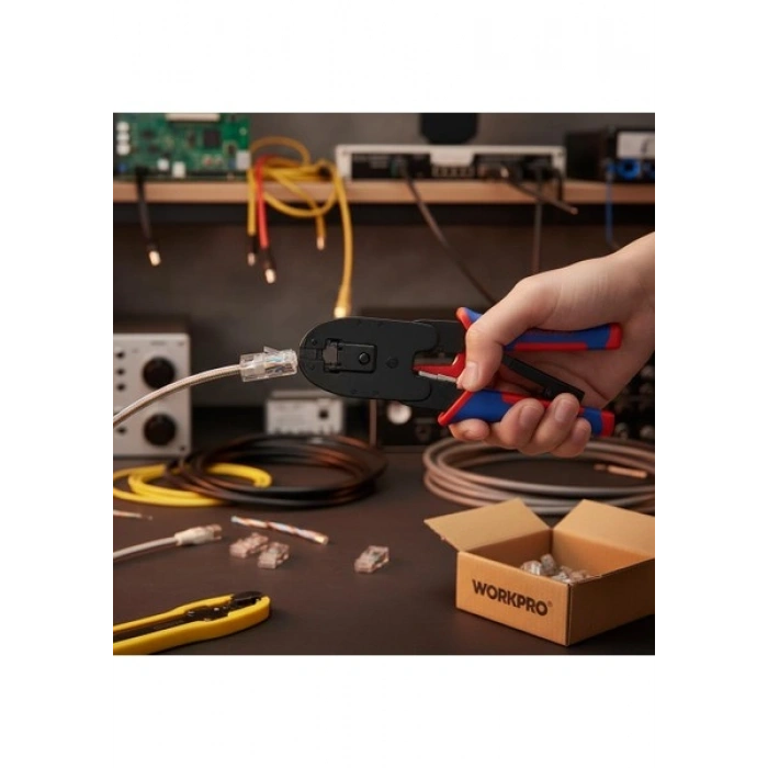 Workpro WP292001 RJ45/RJ11/RJ12/RJ22 Profesyonel Konnektör Sıkma Pensesi
