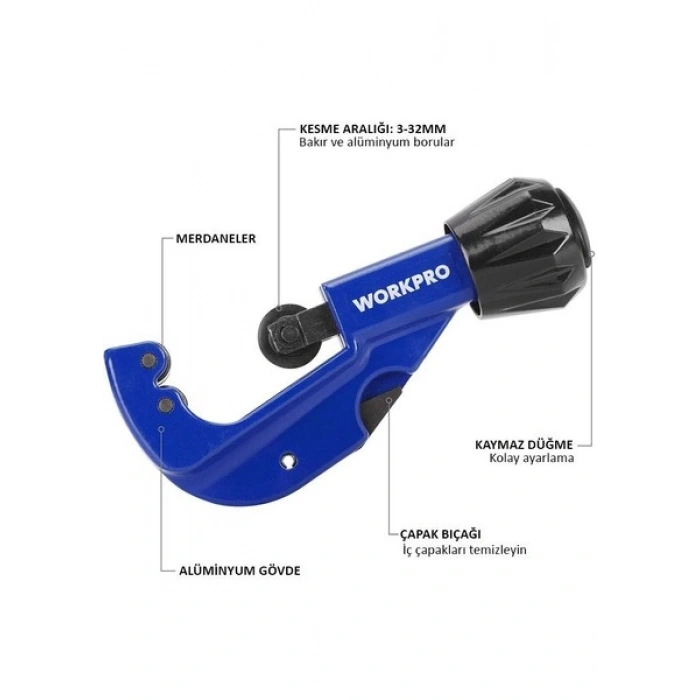 Workpro WP301005 3-32 mm Profesyonel Bakır Boru Kesme Makası + 1 Adet Yedek Bıçak