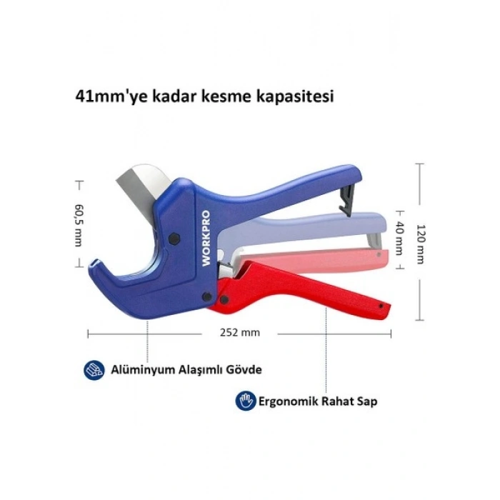 Workpro WP301007 60.5mm Profesyonel Pprc Plastik Boru Kesme Makası
