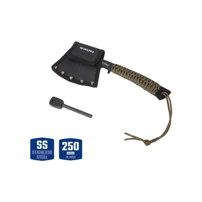 Workpro WP383002 250MM Çok Fonksiyonlu Kamp Baltası + Magnezyum Ateşleyici