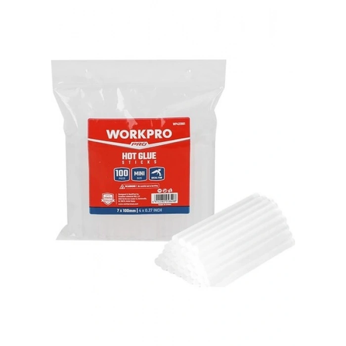 Workpro WP432001 7X100MM Sıcak Silikon Tabancası Için 100 Adet Şeffaf Yedek Silikon/mum
