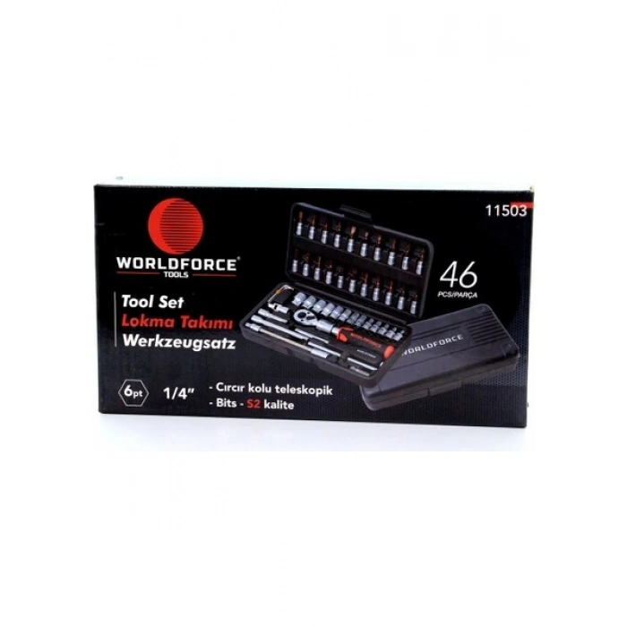 Worldforce 46 Parça 1/4 Lokma Takımı 4-14MM S-Ultra Profesyonel Takım Seti