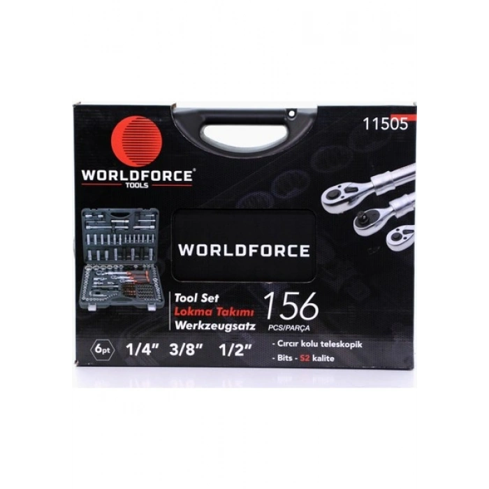 Worldforce S-Ultra 156 Parça Profesyonel Lokma Takımı 1/4,3/8,1/2 Lokma Seti